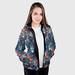 Куртка с капюшоном женская Волчки эпичный паттерн, цвет: 3D-черный — фото 2
