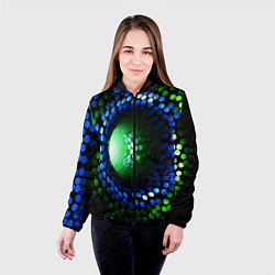 Куртка с капюшоном женская Червоточина - гексагональные чешуйки со свечением, цвет: 3D-черный — фото 2