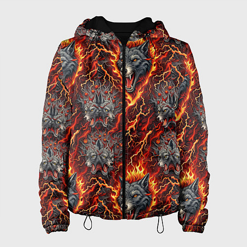 Женская куртка Волки эпичный паттерн / 3D-Черный – фото 1