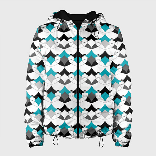 Женская куртка Разноцветный черный голубой с белым геометрический / 3D-Черный – фото 1