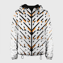 Куртка с капюшоном женская Чёрные и жёлтые полосы на белом фоне, цвет: 3D-черный