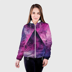 Куртка с капюшоном женская Пирамида в космосе абстракции, цвет: 3D-белый — фото 2