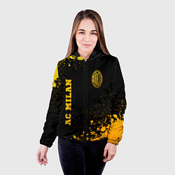 Куртка с капюшоном женская AC Milan - gold gradient вертикально, цвет: 3D-черный — фото 2