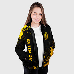 Куртка с капюшоном женская AC Milan - gold gradient вертикально, цвет: 3D-черный — фото 2