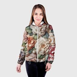 Куртка с капюшоном женская Текстурный фон в пастельных тонах, цвет: 3D-белый — фото 2