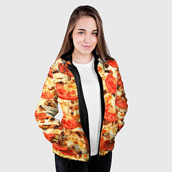 Куртка с капюшоном женская Пицца с грибами и томатом - текстура, цвет: 3D-черный — фото 2