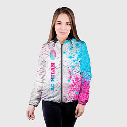 Куртка с капюшоном женская AC Milan neon gradient style по-вертикали, цвет: 3D-черный — фото 2
