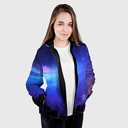 Куртка с капюшоном женская Город вселенная, цвет: 3D-черный — фото 2