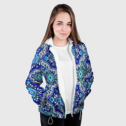 Куртка с капюшоном женская Сине - голубые узоры, цвет: 3D-белый — фото 2