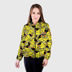 Куртка с капюшоном женская Уточки в очках, цвет: 3D-черный — фото 2