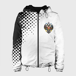 Куртка с капюшоном женская Герб РФ спорт абстракция, цвет: 3D-черный