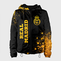 Куртка с капюшоном женская Real Madrid - gold gradient вертикально, цвет: 3D-черный