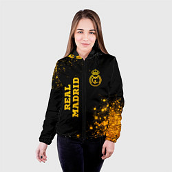 Куртка с капюшоном женская Real Madrid - gold gradient вертикально, цвет: 3D-черный — фото 2