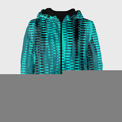 Куртка с капюшоном женская Бирюзовый абстрактные полосы, цвет: 3D-черный