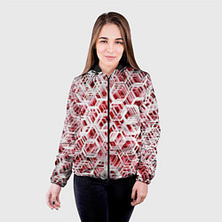 Куртка с капюшоном женская Хаотичный гексагональный каркас в красном тумане, цвет: 3D-черный — фото 2