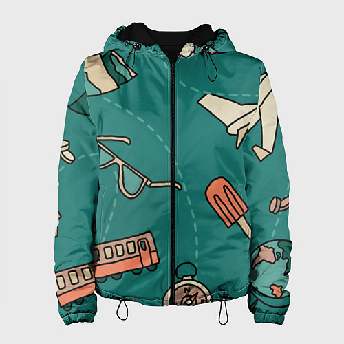 Женская куртка Предметы для путешествий, транспорт / 3D-Черный – фото 1