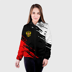 Куртка с капюшоном женская Герб РФ краски текстура абстрактные, цвет: 3D-черный — фото 2
