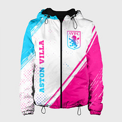 Куртка с капюшоном женская Aston Villa neon gradient style вертикально, цвет: 3D-черный