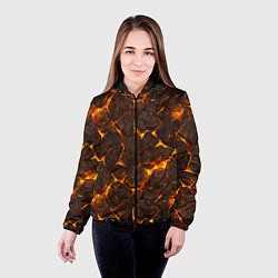 Куртка с капюшоном женская Элементаль магмы текстура, цвет: 3D-черный — фото 2