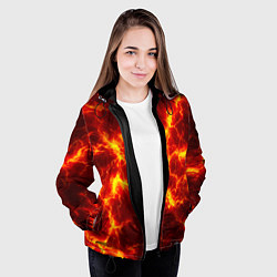 Куртка с капюшоном женская Текстура огня, цвет: 3D-черный — фото 2