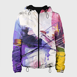 Куртка с капюшоном женская Хаотичные мазки краски, цвет: 3D-черный