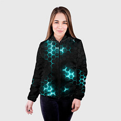 Куртка с капюшоном женская Дед спейс - текстура нанокостюма, цвет: 3D-черный — фото 2