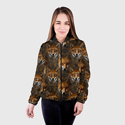 Куртка с капюшоном женская Лакшери паттерн с золотыми лисицами, цвет: 3D-черный — фото 2
