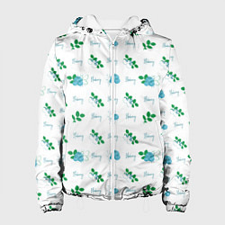 Куртка с капюшоном женская Сочные ягоды голубики, цвет: 3D-белый