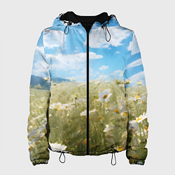 Куртка с капюшоном женская Ромашковое поле, цвет: 3D-черный