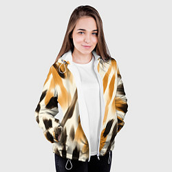 Куртка с капюшоном женская Акварельные полосы, цвет: 3D-белый — фото 2