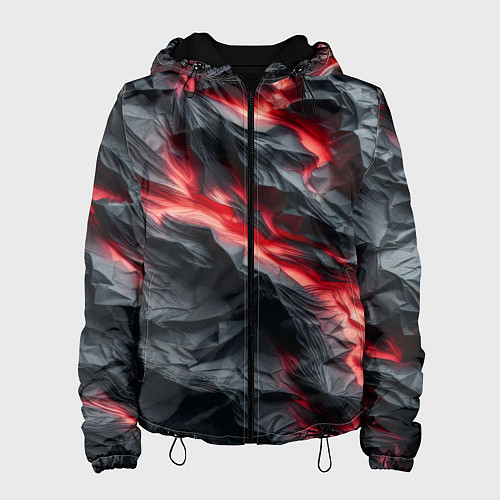 Женская куртка Раскаленная лава на горных камнях / 3D-Черный – фото 1