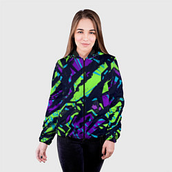 Куртка с капюшоном женская Абстрактный фон со спортивным рисунком, цвет: 3D-черный — фото 2