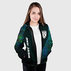 Куртка с капюшоном женская West Ham glitch blue, цвет: 3D-черный — фото 2