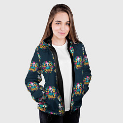 Куртка с капюшоном женская Абстрактная генерация ии с черепом, цвет: 3D-черный — фото 2