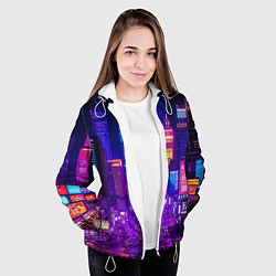Куртка с капюшоном женская Город ночью, цвет: 3D-белый — фото 2