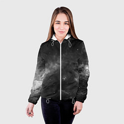 Куртка с капюшоном женская Монохромный космос, цвет: 3D-белый — фото 2