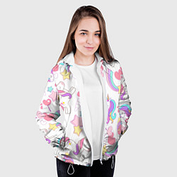 Куртка с капюшоном женская Единорог мороженое радуга и звездочки, цвет: 3D-белый — фото 2