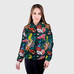 Куртка с капюшоном женская Морская жизнь под водой - паттерн с звёздами и кон, цвет: 3D-черный — фото 2