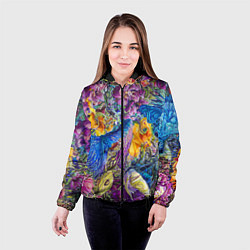 Куртка с капюшоном женская Абстрактный растительный паттерн - нейросеть, цвет: 3D-черный — фото 2