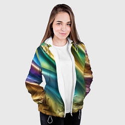 Куртка с капюшоном женская Радужная абстракция, цвет: 3D-белый — фото 2