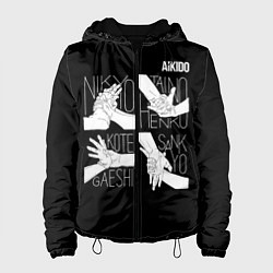 Куртка с капюшоном женская Айкидо - техника захвата кисти руки, цвет: 3D-черный