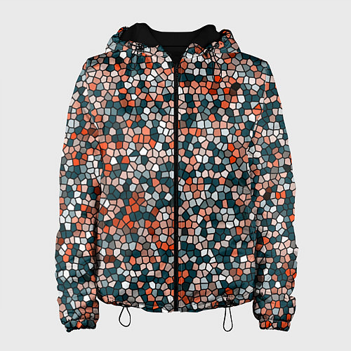 Женская куртка Красно-бирюзовый паттерн мелкая мозаика / 3D-Черный – фото 1