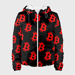 Куртка с капюшоном женская Bitcoin red logo money, цвет: 3D-белый