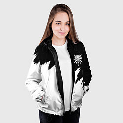 Куртка с капюшоном женская Ведьмак белое лого краски, цвет: 3D-черный — фото 2