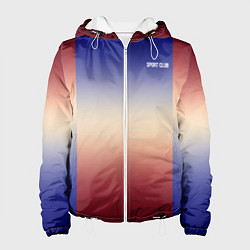 Куртка с капюшоном женская Красный-синий градиентный узор, цвет: 3D-белый