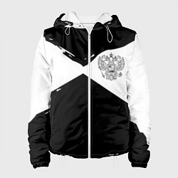 Куртка с капюшоном женская Герб рф абстрактные краски, цвет: 3D-белый