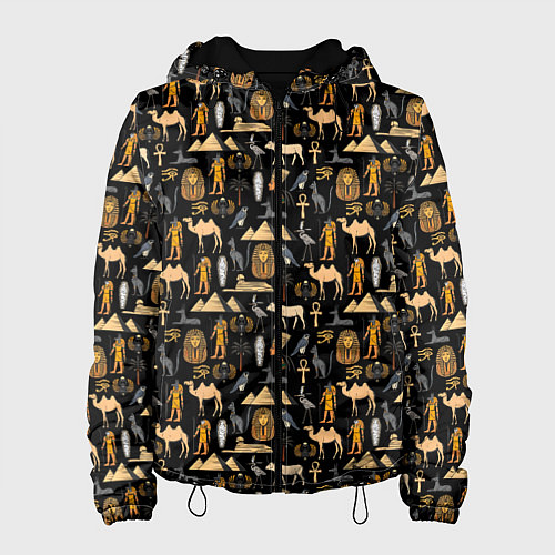 Женская куртка Древний Египет - паттерн / 3D-Черный – фото 1