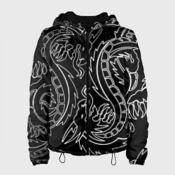 Куртка с капюшоном женская Драконы татуировки самураи, цвет: 3D-черный