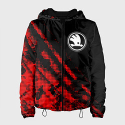 Куртка с капюшоном женская Skoda sport grunge, цвет: 3D-черный