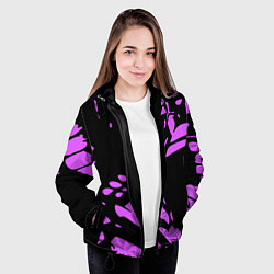 Куртка с капюшоном женская Фиолетовая абстракция, цвет: 3D-черный — фото 2